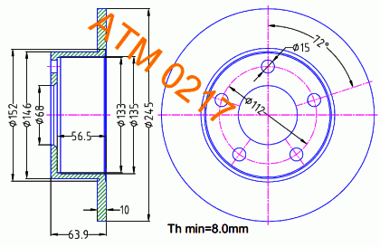 Тормозний диск задній Volkswagen ATM0217