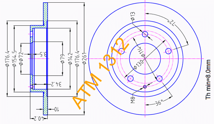 Гальмівний диск задній Mazda ATM1312