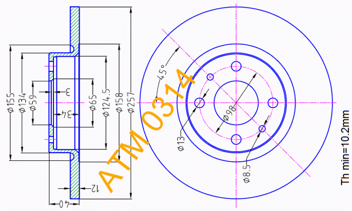 Гальмівний диск Lancia ATM0314