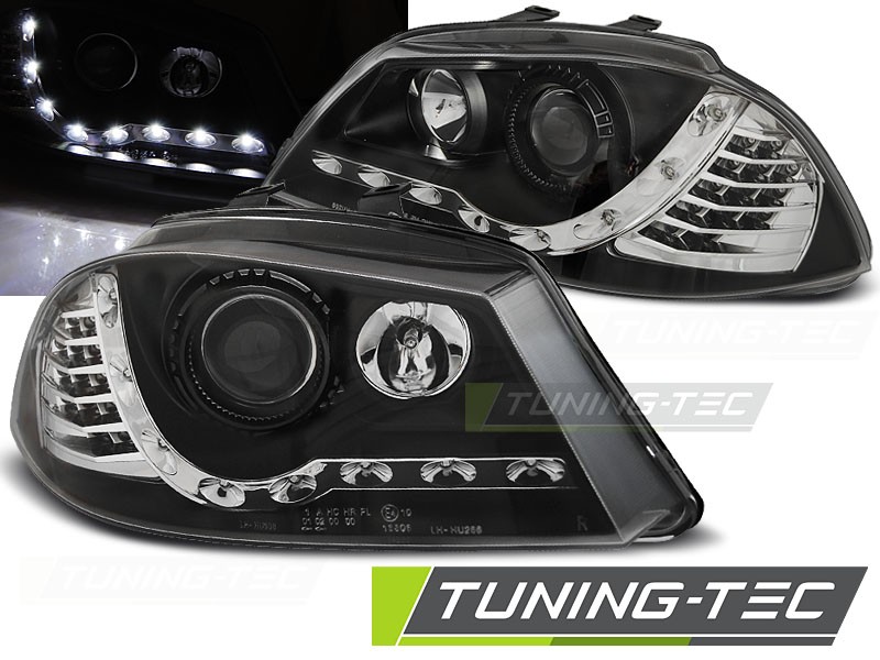 Чорні фари передні SEAT IBIZA 3, Cordoba 2 (6L) 2002-2008 з діодними поворотами