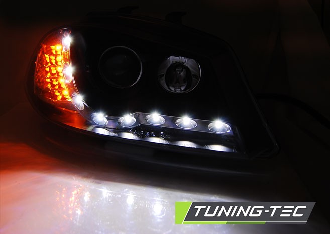Чорні фари передні SEAT IBIZA 3, Cordoba 2 (6L) 2002-2008 з діодними поворотами