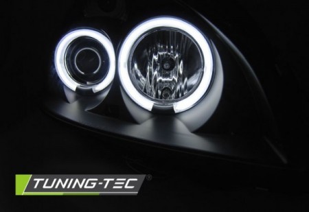 Тюнінг фари передні RENAULT CLIO 2 чорні з кільцями CCFL