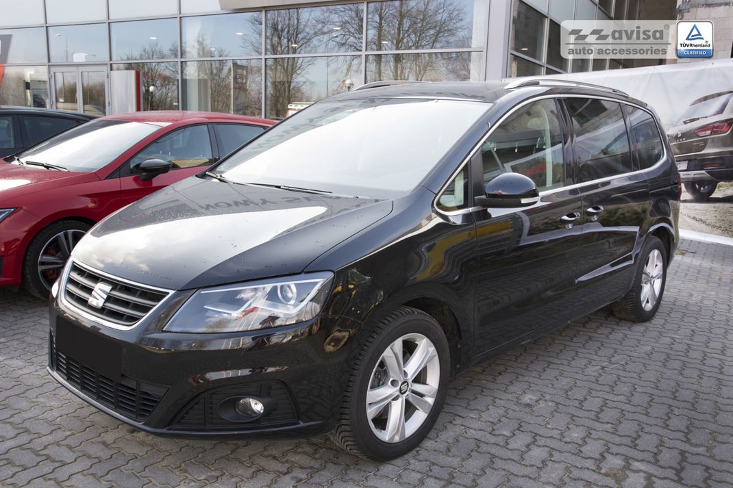 Накладка на бампер із загином та ребрами Seat Alhambra II/Volkswagen Sharan II (подвійне полірування)