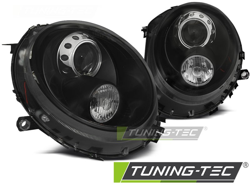 Чорні фари з лінзою (передня оптика) MINI COOPER R55, R56, R57, R58, R59