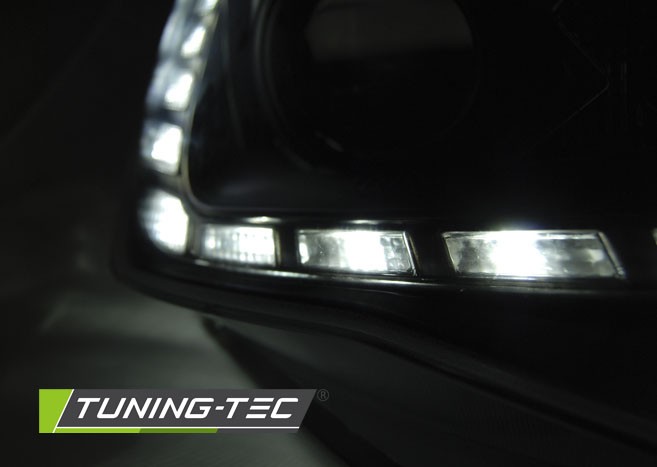 Чорні тюнінг передні фари SEAT IBIZA 4 6J рестайл з ДХО