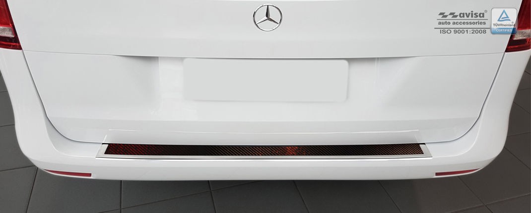 Накладка на бампер із загином Mercedes V W447/Vito III (сталь+carbon red)