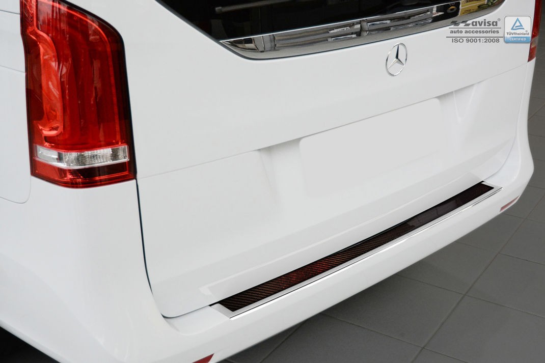 Накладка на бампер із загином Mercedes V W447/Vito III (сталь+carbon red)