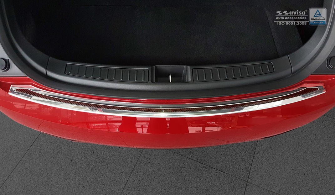 Захисна накладка на бампер із загином Tesla Model S Liftback (сталь+carbon red)