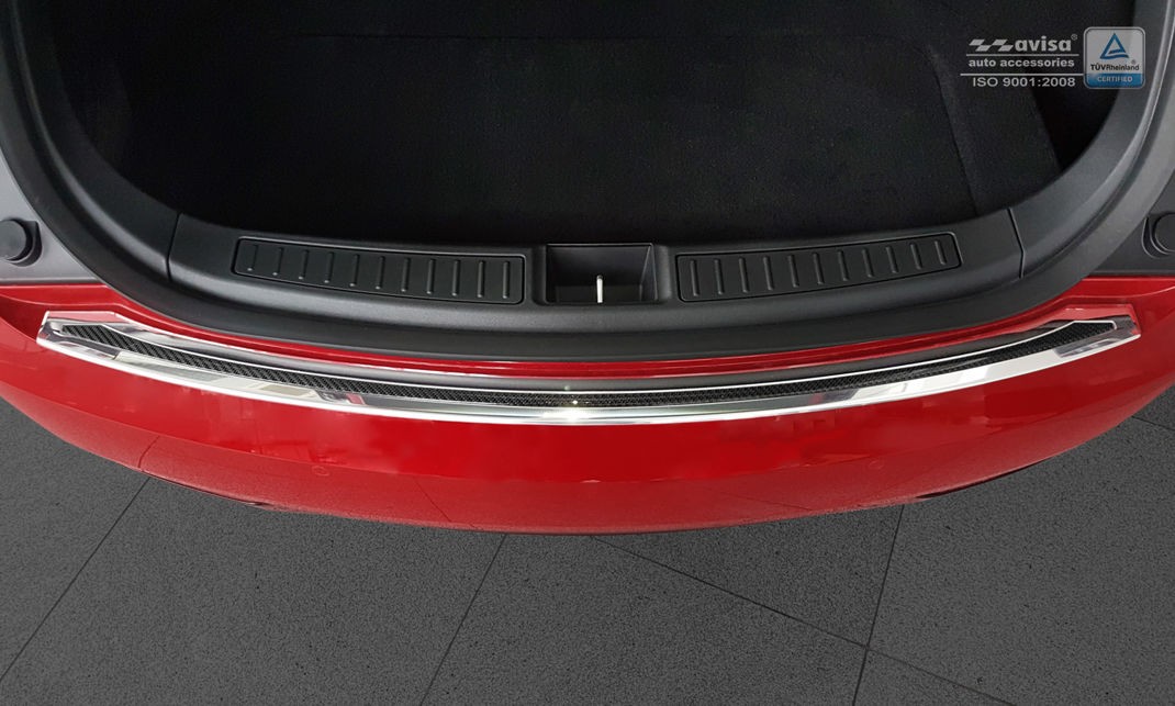 Захисна накладка на бампер із загином Tesla Model S Liftback (сталь+carbon)