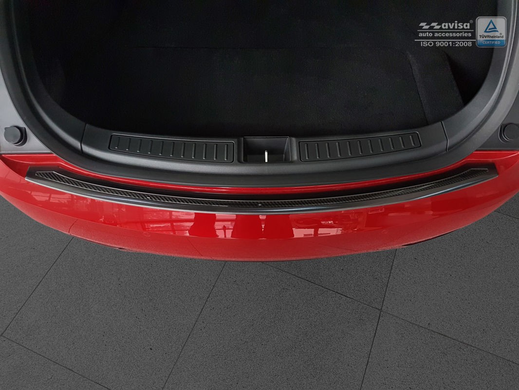 Захисна накладка на бампер із загином Tesla Model S Liftback (чорна сталь+carbon)