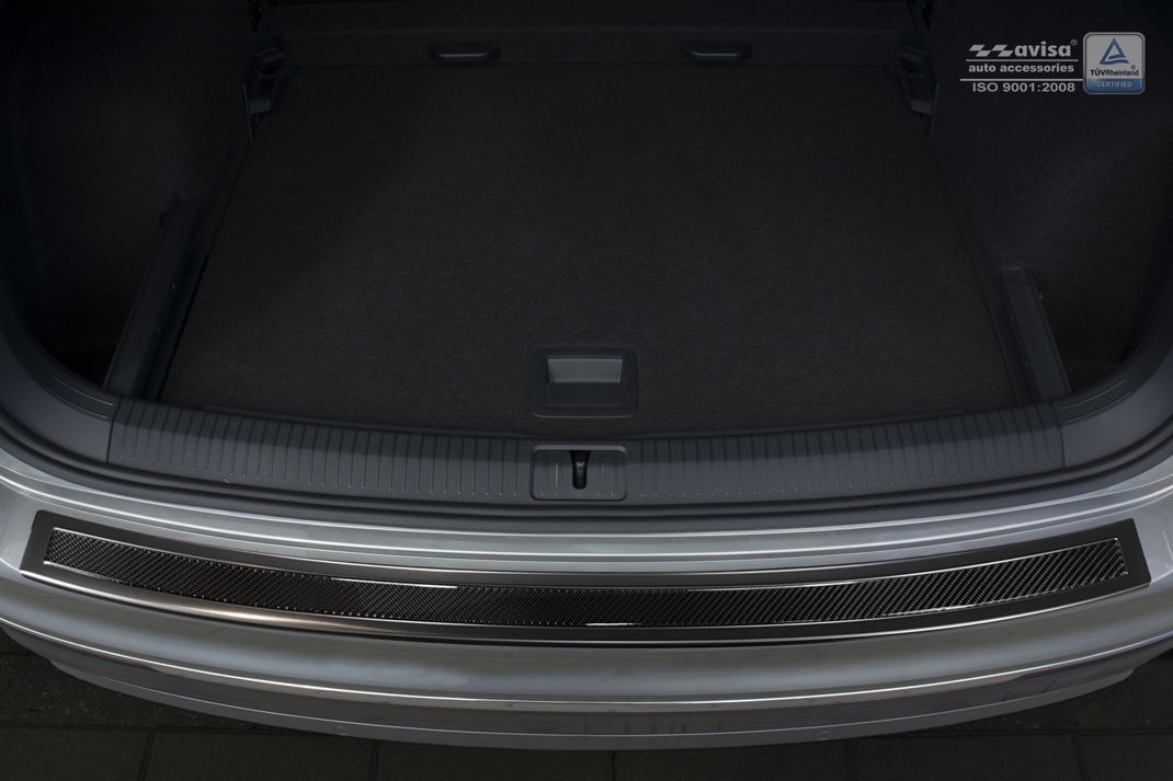 Накладка на бампер Volkswagen Tiguan II (чорна сталь+carbon)