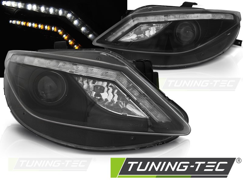 Чорні фари передні з led поворотами SEAT IBIZA 4 6J 2008-2012