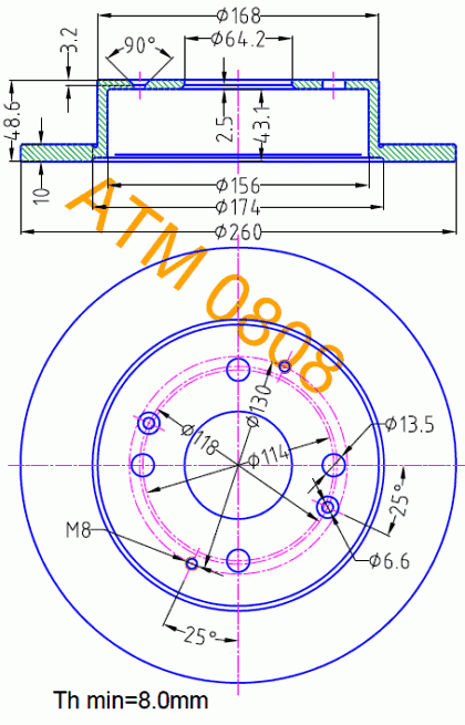 Гальмівний диск задній тюнінг HONDA CIVIC/ACCORD 0808