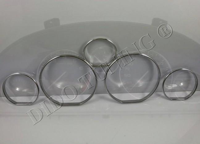 Хромовані кільця в панель приладів Peugeot 406 дорестайл (5 кілець)
