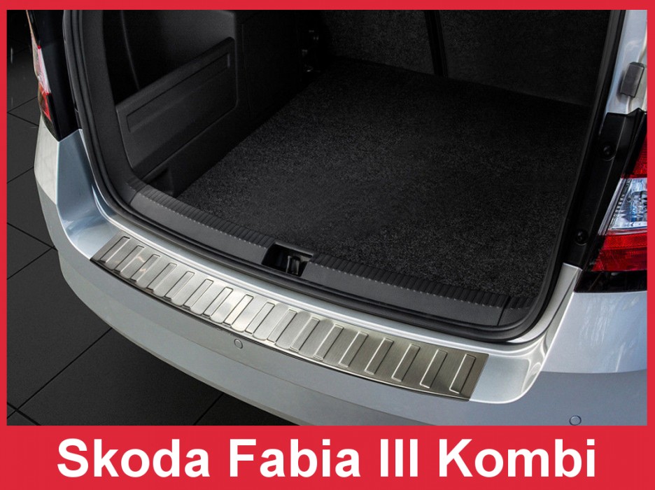 захисна накладка заднього бампера з ребрами Skoda Fabia III (полірована)