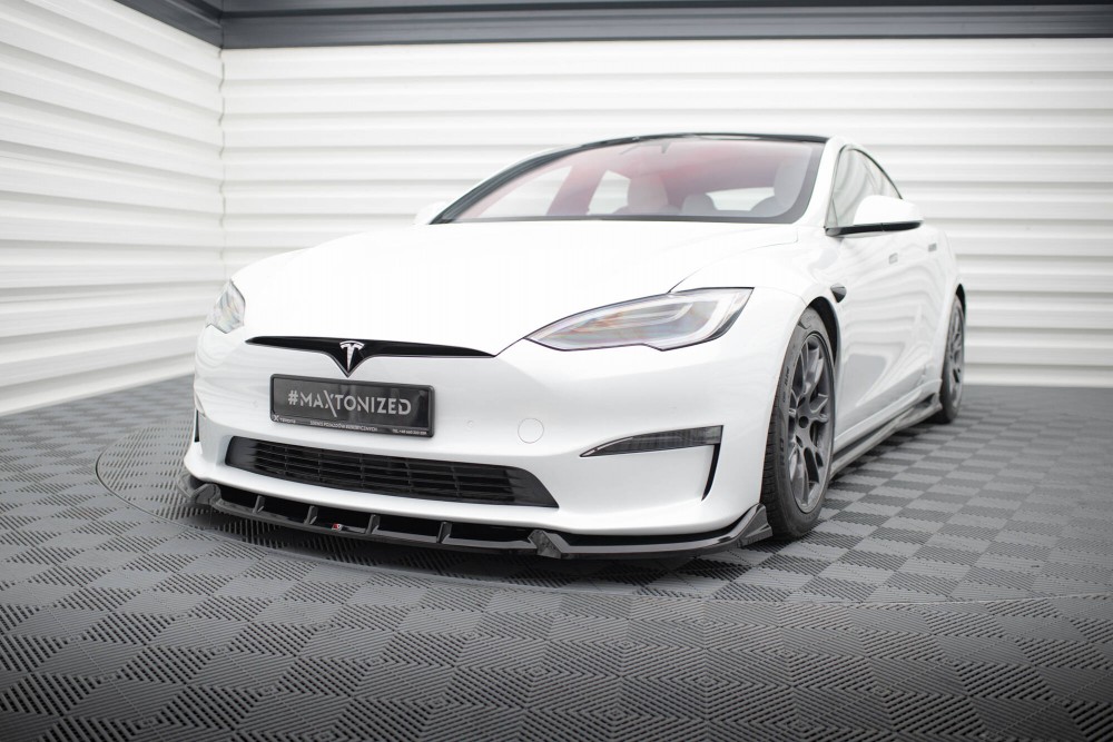 Тюнінговая накладка (дифузор) на передній бампер Tesla Model S Plaid Mk1 рестайл
