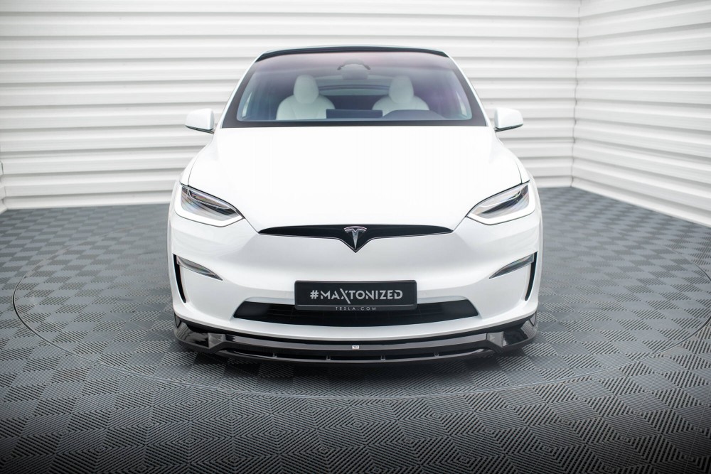 Нижня тюнінг накладка (губа) на передній бампер Tesla Model X Mk1 рестайл вер. 1