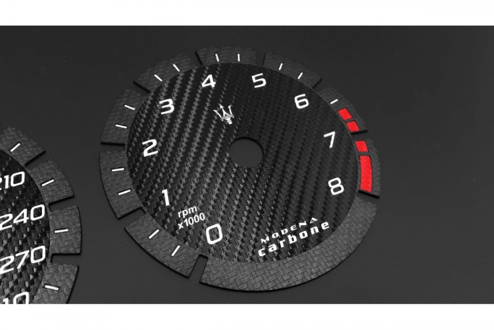 Шкали-замінники з миль на км Maserati Quattroporte VI, Levante, Ghilbli Modena Carbone