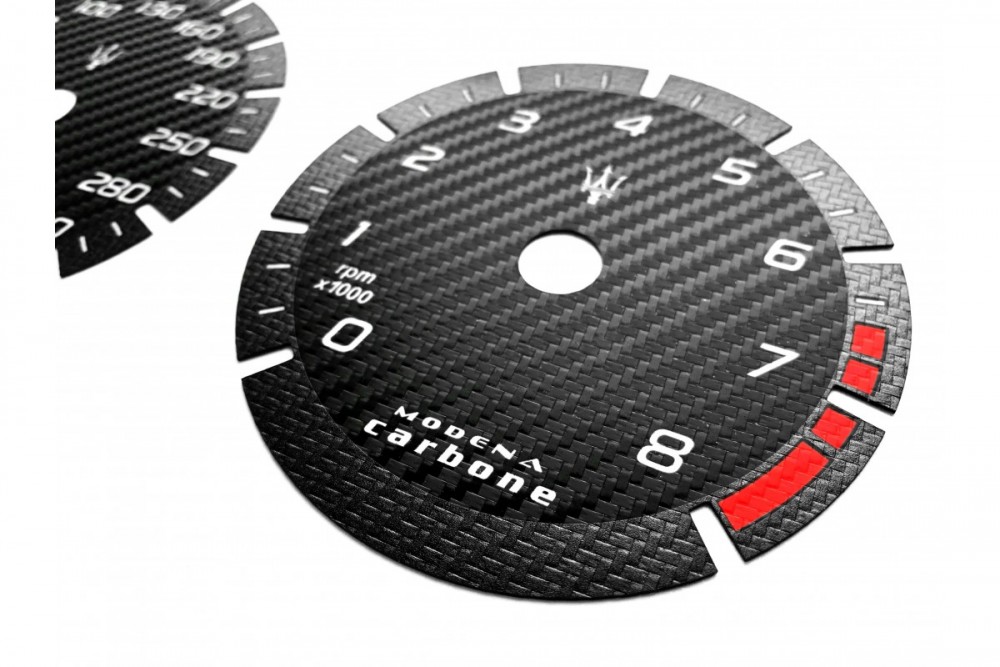 Шкали-замінники з миль на км Maserati Quattroporte VI, Levante, Ghilbli Modena Carbone