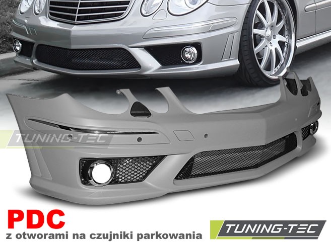 передній бампер Mercedes E W211 в стилі AMG Е63 (під парктроніки)