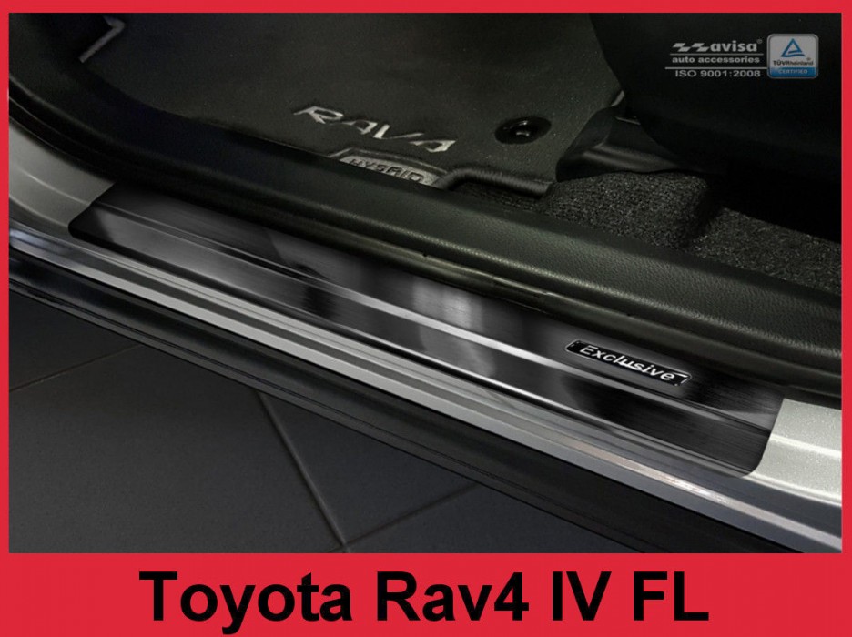 Накладки на пороги Toyota Rav 4 з чорною емблемою Exclusived